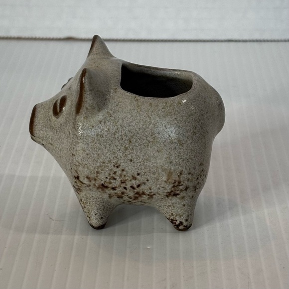 Vtg David Stewart Lions Valley Stoneware Pig Ceramic Planter Toothpick Holder - Picture 2 of 9